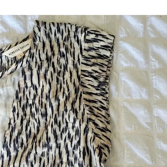 Rebecca Taylor Mirage silk  Black and beige Sleeveless Cut Out Blouse - Picture 2 of 12